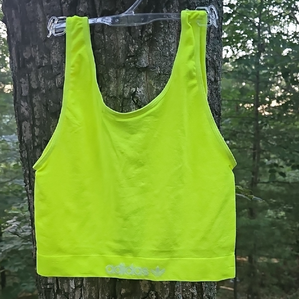 Neon Yellow Sheer Adidas Tank Top W Logo New With Tags Size XL